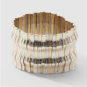 NWT CHICO'S MIXED METALS GOLD SILVER TONE STRETCH CUFF BRACELET